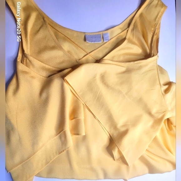 BISOU BISOU, yellow, cold shoulder top w/ short bell sleeves & v-neck. SZ 2X - Picture 3 of 4